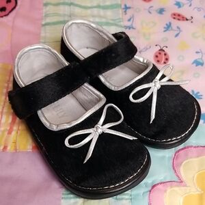 Jack And Lily Chic Black and Silver Kids Dress Shoes. Size 18-24 Months VGUC